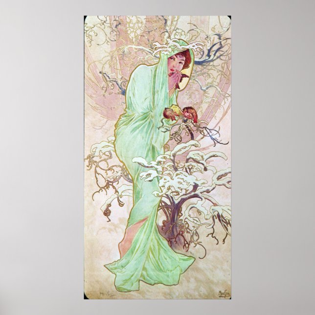 Alphonse Mucha Hiver/Winter, 1896 Poster (Framsidan)