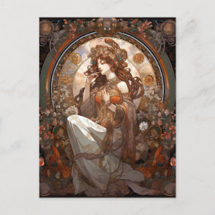 Alphonse Mucha Inspired Art nouveau Vykort