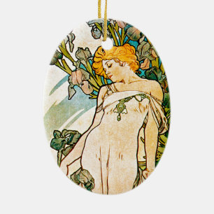 Alphonse Mucha - Iris WB Julgransprydnad Keramik