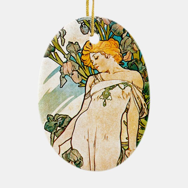 Alphonse Mucha - Iris WB Julgransprydnad Keramik (Baksidan)