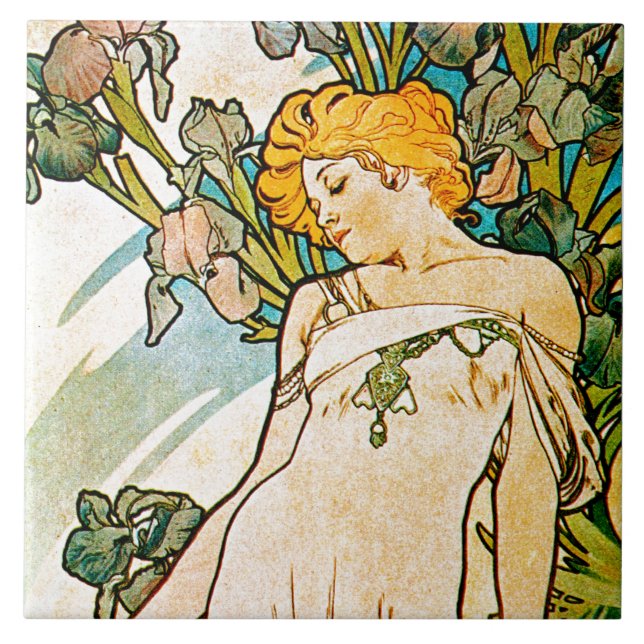 Alphonse Mucha - Iris WB Kakelplatta (Framsidan)