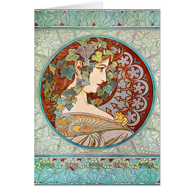 Alphonse Mucha Ivy Hälsningskort (Framsidan)