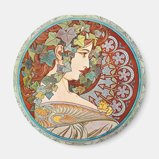 Alphonse Mucha Ivy Magnet (Framsidan)