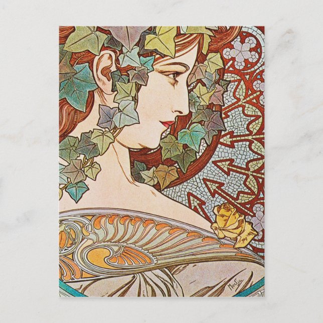 Alphonse Mucha - Ivy Vykort (Framsida)
