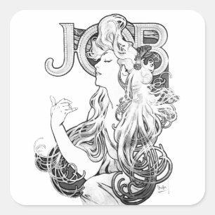 Alphonse Mucha JOB ISOGS Fyrkantigt Klistermärke