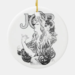 Alphonse Mucha JOB ISOGS Julgransprydnad Keramik