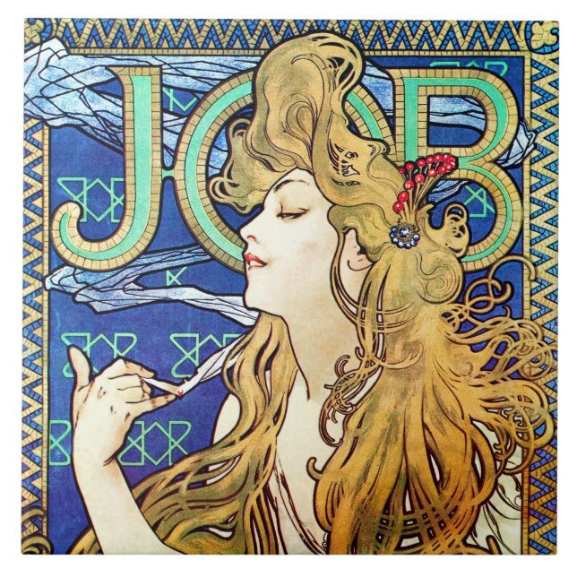 Alphonse Mucha JOB Kakelplatta (Framsidan)