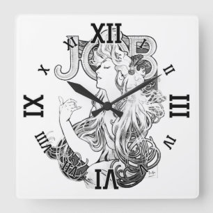 Alphonse Mucha JOBB ISOGS Fyrkantig Klocka