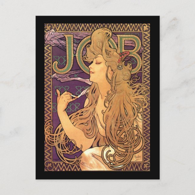 Alphonse Mucha - Jobbannonsering Vykort (Framsida)