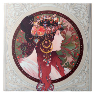 Alphonse Mucha Kakelplatta