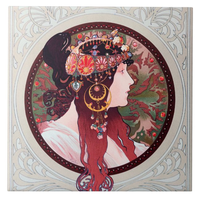 Alphonse Mucha Kakelplatta (Framsidan)