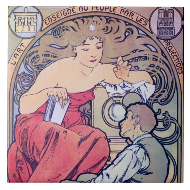 Alphonse Mucha Kakelplatta (Framsidan)