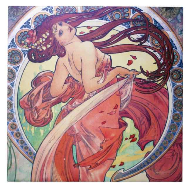 Alphonse Mucha Kakelplatta (Framsidan)