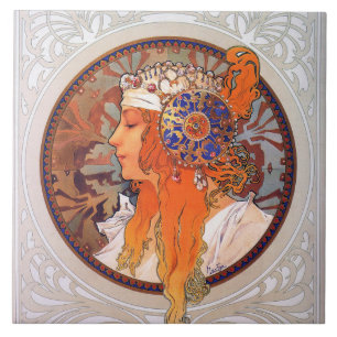 Alphonse Mucha Kakelplatta