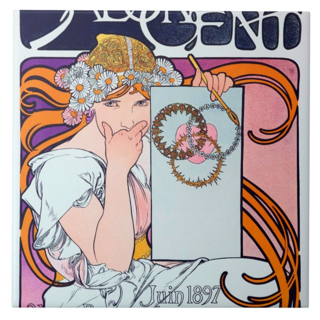 Alphonse Mucha Kakelplatta (Framsidan)