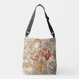 Alphonse Mucha kvinna med en daisyart nouveau Axelväska
