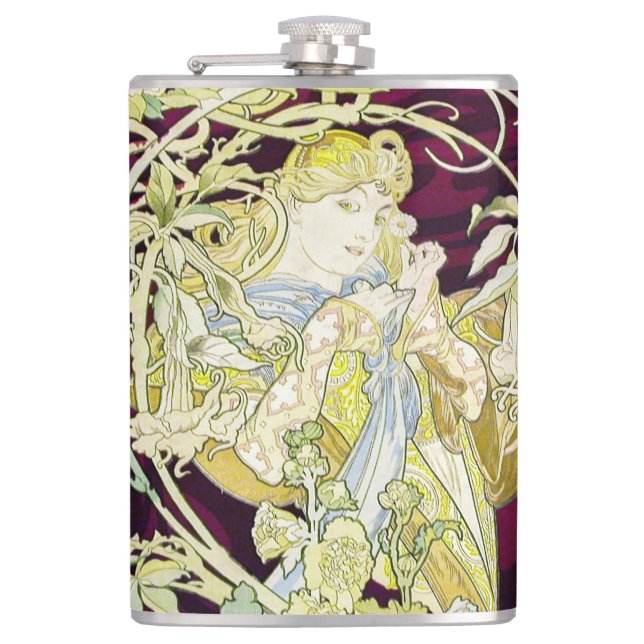 Alphonse Mucha Kvinna med tusensköna Art Nouveau K Fickplunta (Framsidan)