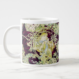 Alphonse Mucha Kvinna med tusensköna Art Nouveau K Jumbo Mugg