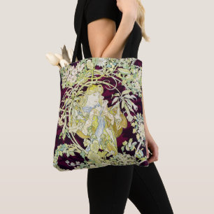 Alphonse Mucha Kvinna med tusensköna Art Nouveau K Tygkasse