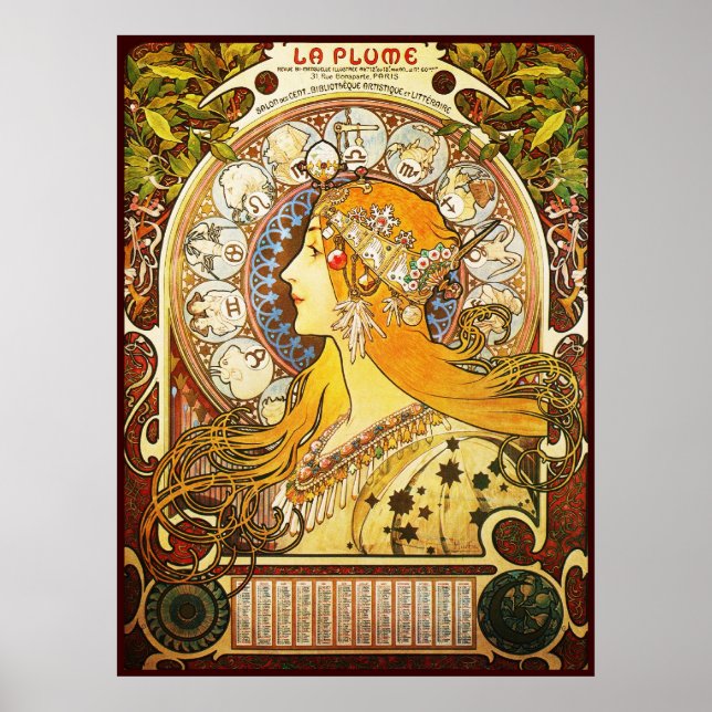 Alphonse Mucha La Plume Poster (Framsidan)
