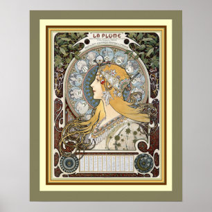 Alphonse Mucha "La Plume" Poster 16 x 20
