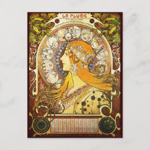 Alphonse Mucha La Plume Vykort