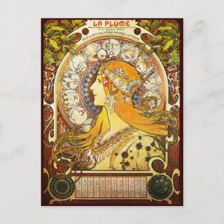 Alphonse Mucha La Plume Vykort