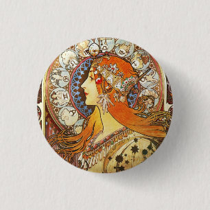 Alphonse Mucha La Plume Zodiac Art nouveau Vintage Knapp