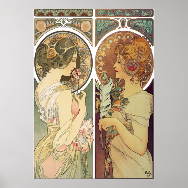 Alphonse Mucha - La Primevere & La Plume Poster (Framsidan)