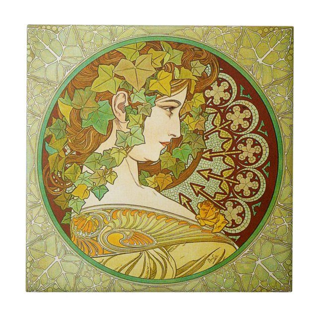 Alphonse Mucha lagrar belägger med tegel Kakelplatta (Framsidan)