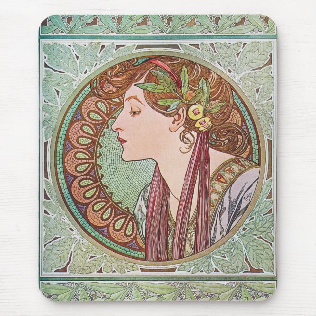 Alphonse Mucha lagrarart nouveau Mousepad Musmatta (Framsidan)