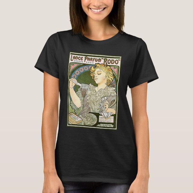 Alphonse Mucha Lance Parfum Rodo, Nouveau Fine T Shirt (Framsida)