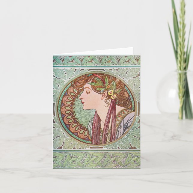 Alphonse Mucha Laurel Art nouveau Note Cards V Kort (Framsida)