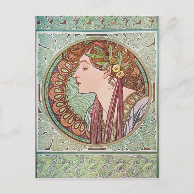 Alphonse Mucha Laurel Art nouveau Postcards Vykort (Framsida)