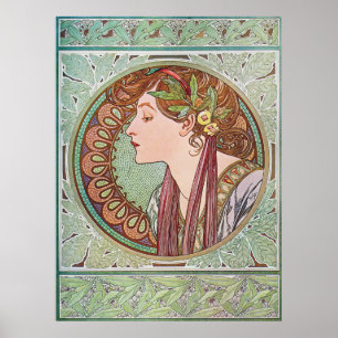 Alphonse Mucha Laurel Art nouveau Poster Skriv ut