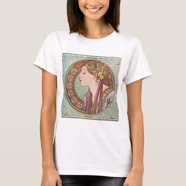Alphonse Mucha Laurel Art nouveau Top T-shirt (Framsida)