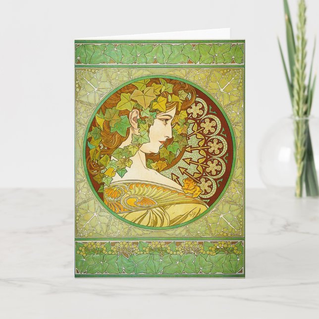 Alphonse Mucha Laurel Greeting Card Kort (Framsida)