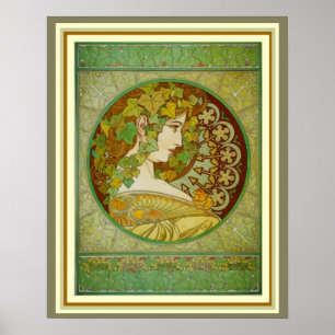 Alphonse Mucha Laurel Löv 16 x 20 Poster