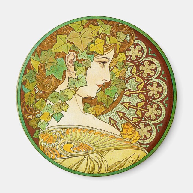 Alphonse Mucha Laurel Magnet (Framsidan)