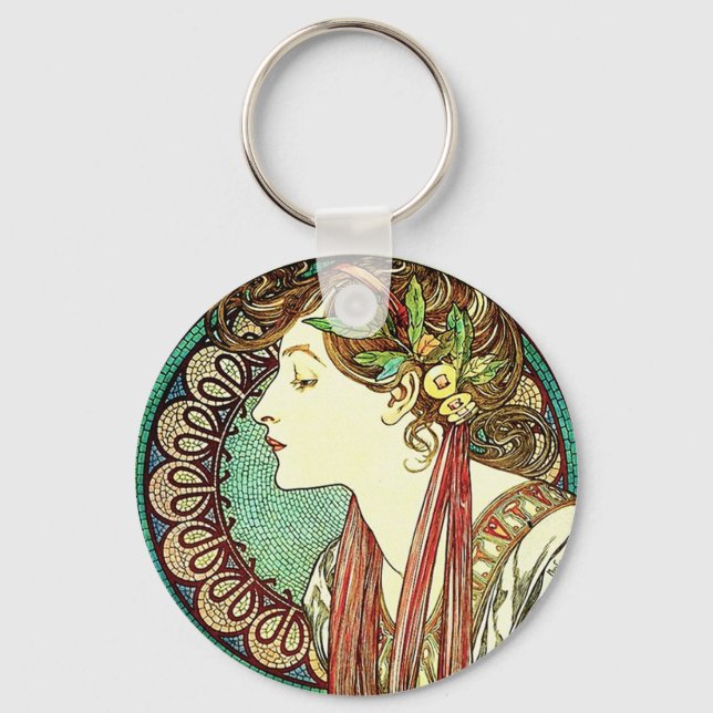 Alphonse Mucha Laurel Nyckelring (Framsida)