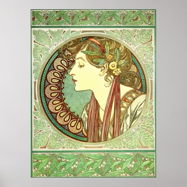 Alphonse Mucha Laurel Vintage Nouveau GalleryHD Poster (Framsidan)
