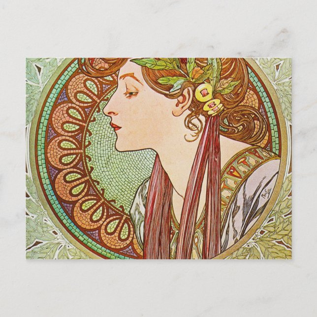 Alphonse Mucha - Laurel Vykort (Framsida)