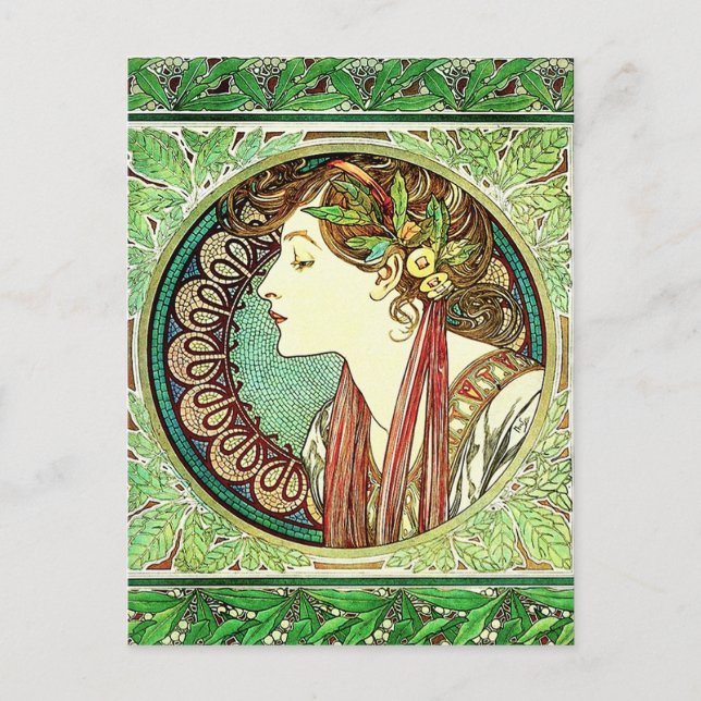 Alphonse Mucha Laurel-vykort Vykort (Framsida)