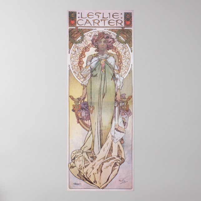 Alphonse Mucha. Leslie Carter, 1908 Poster (Framsidan)