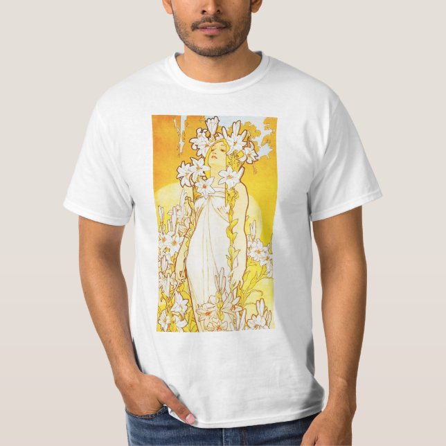 Alphonse Mucha liljaT-tröja Tee Shirt (Framsida)