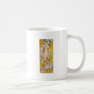 Alphonse Mucha - Lily - White Gräns Kaffemugg