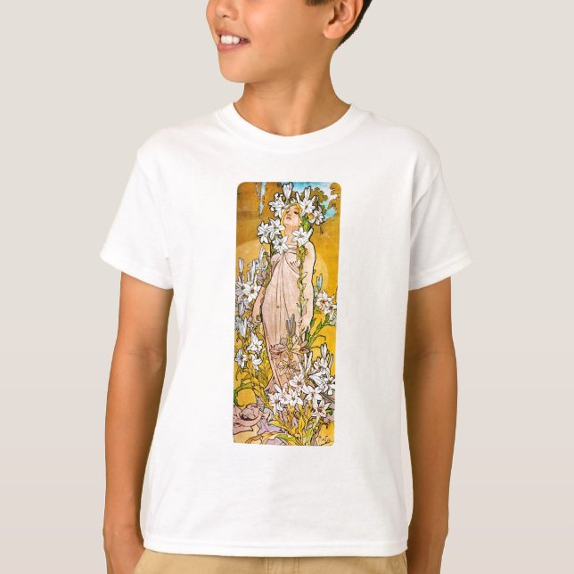 Alphonse Mucha - Lily - White Gräns Tröja (Framsida)