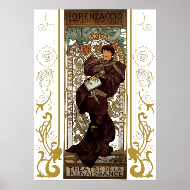 Alphonse Mucha - Lorenzaccio - Art nouveau Poster (Framsidan)