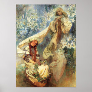 Alphonse Mucha Madonna av liljaaffischen Poster