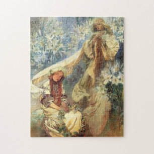 Alphonse Mucha Madonna av liljapussel Pussel